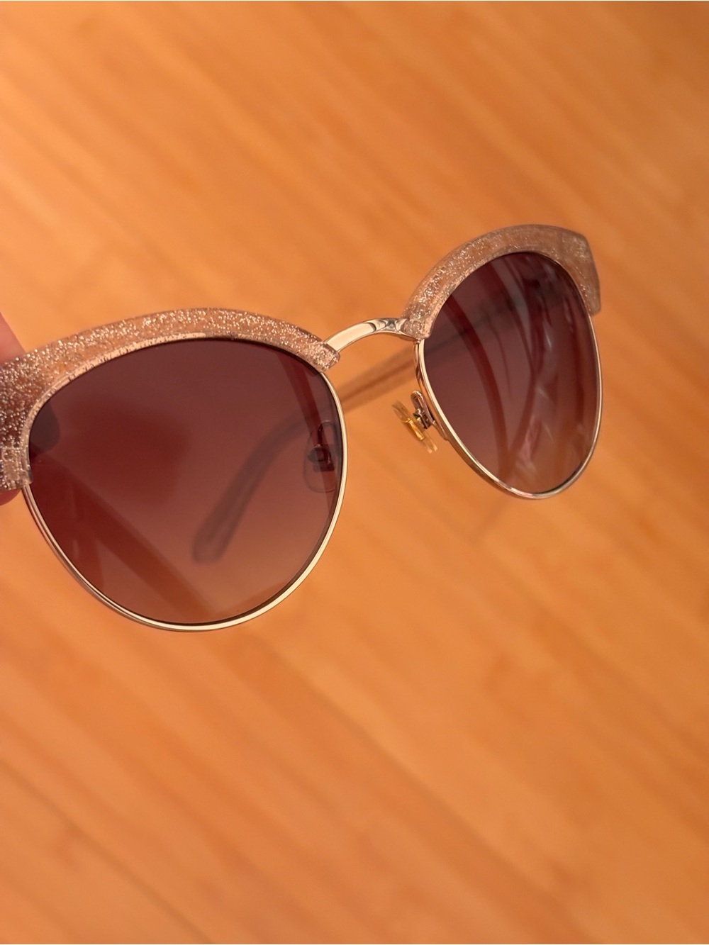 Kate Spade Glitter Brow Cat-Eye Sunglasses - Brown Lenses